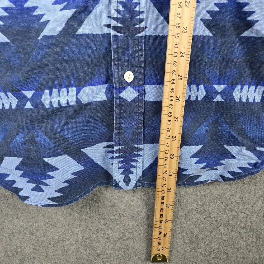 Polo Ralph Lauren Shirt Mens L Blue Indigo Southwestern Aztec Tribal Workwear